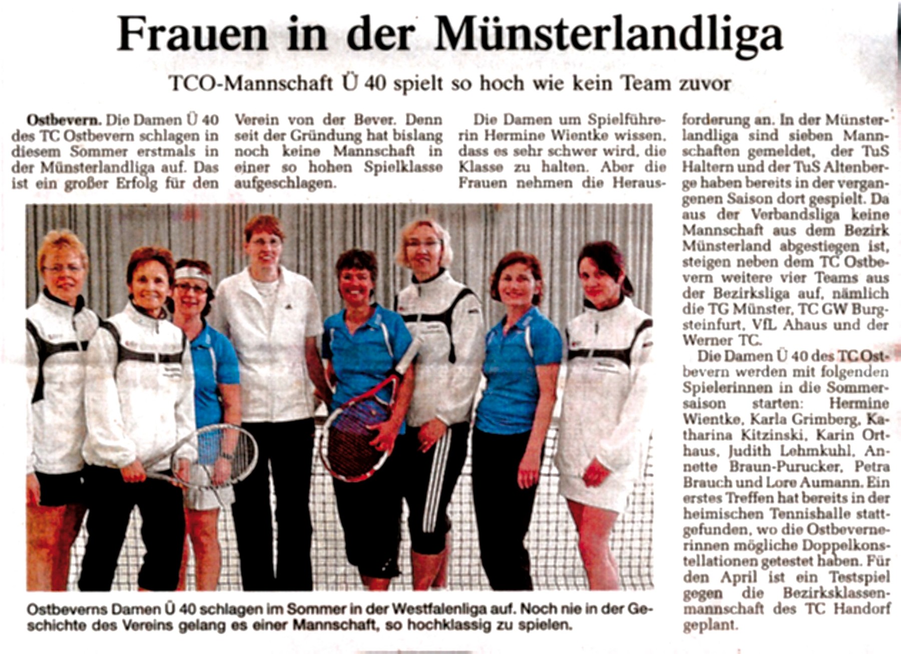 Die Damen 40 feiern im Sommer den Aufstieg in die Münsterlandliga