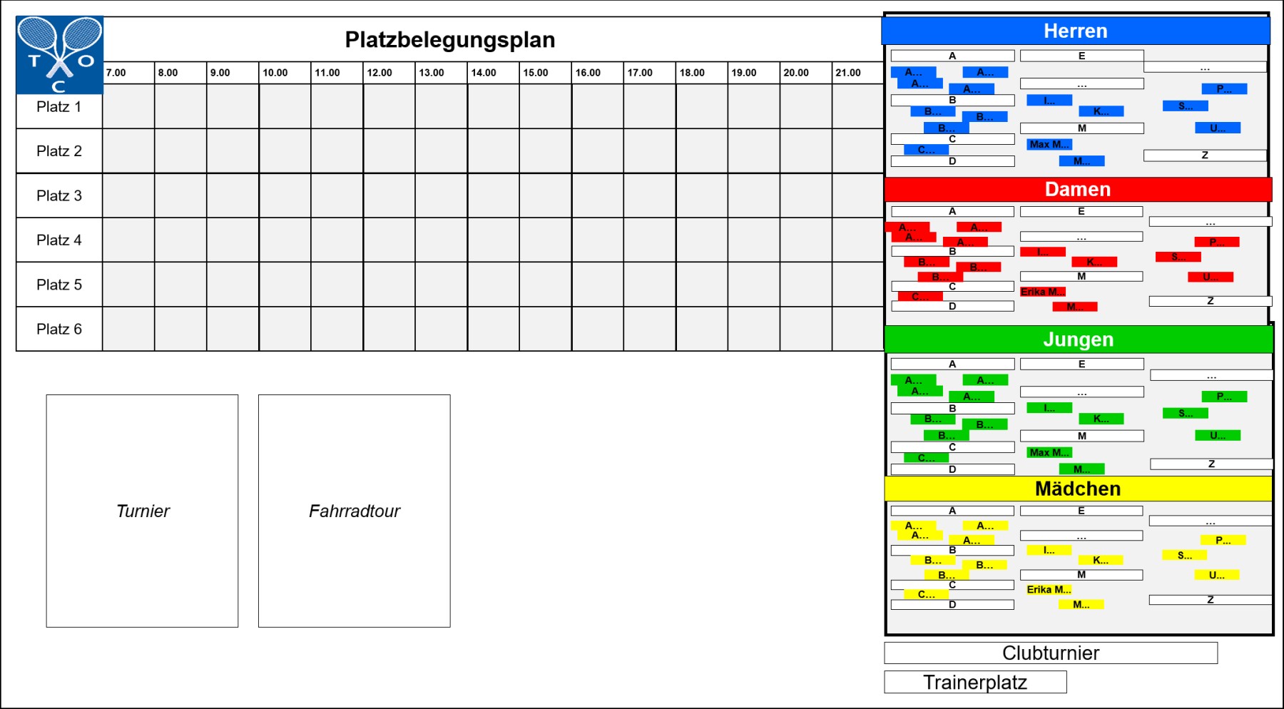 Neuinstallation des Platzbelegungsplans