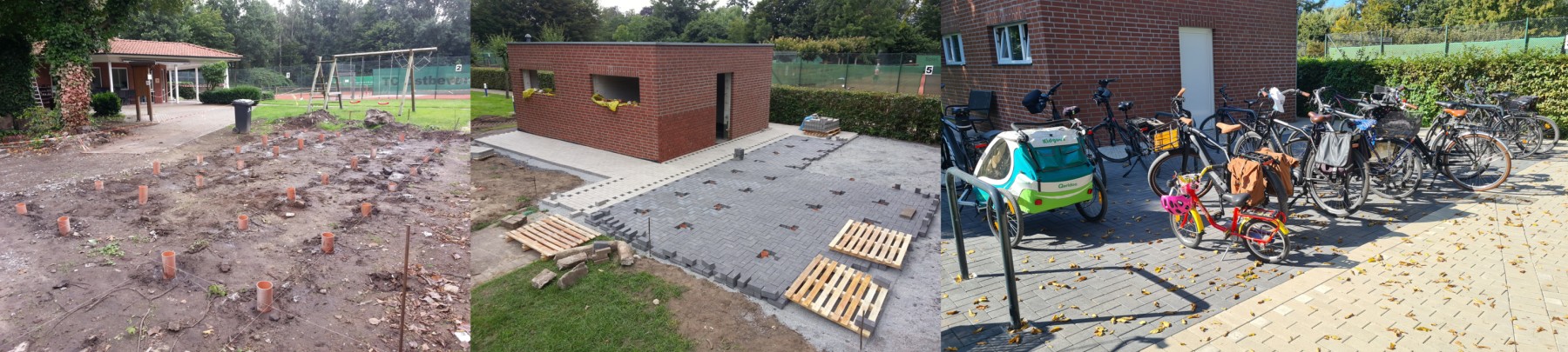 Die neue Fahrradabstellanlage wird am 05.09. mit der Montage der neuen Fahrradanlehnbügel fertiggestellt