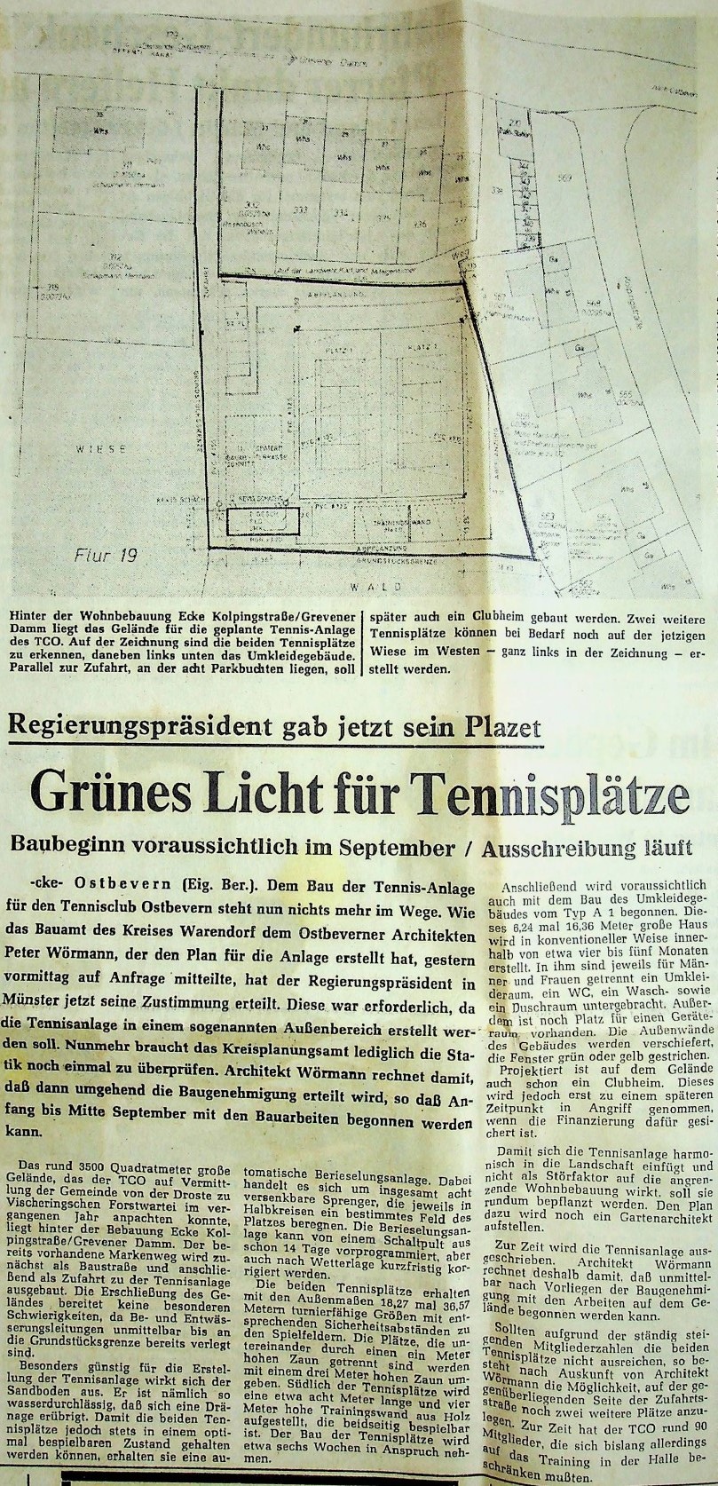 Grünes Licht für Tennisplätze: Regierungspräsident gab jetzt sein Plazet. WN vom 11.08.