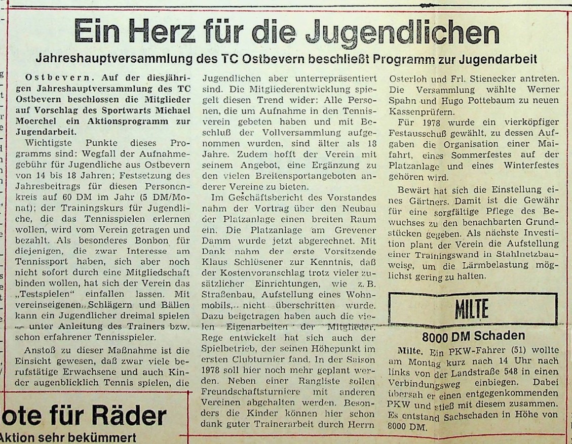 Ein Herz für Jugendliche: Jahreshauptversammlung beschließt Programm zur Jugendarbeit. MZ vom 11.01.