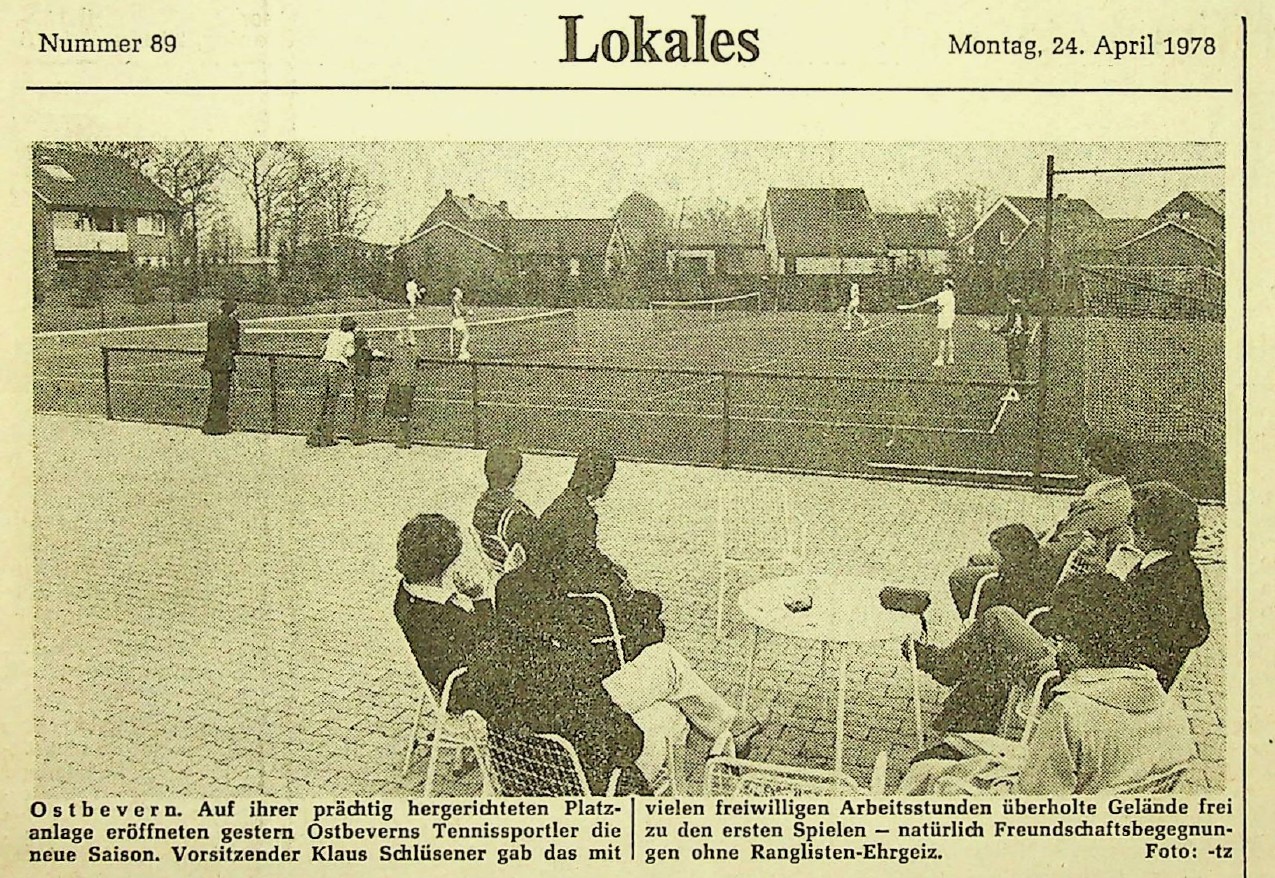 Saisoneröffnung auf der prächtig hergerichteten Platzanlage. WN vom 24.04.