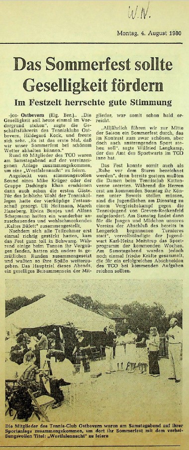 Das Sommerfest sollte Geselligkeit fördern: Im Festzelt herrschte gute Stimmung. WN vom 04.08.