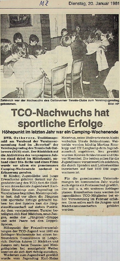 TCO-Nachwuchs hat sportliche Erfolge: Höhepunkt im letzten Jahr war ein Camping-Wochenende. MZ vom 20.01.