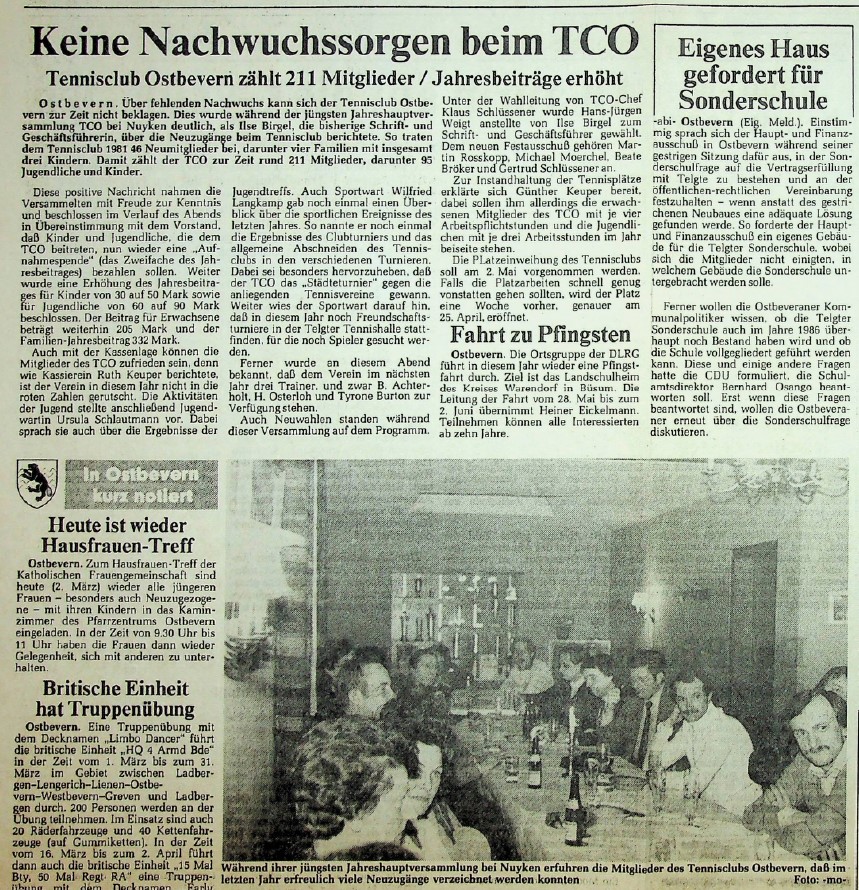 Keine Nachwuchssorgen beim TCO: 211 Mitglieder. Jahresbeitrag erhöht. WN vom 03.02.