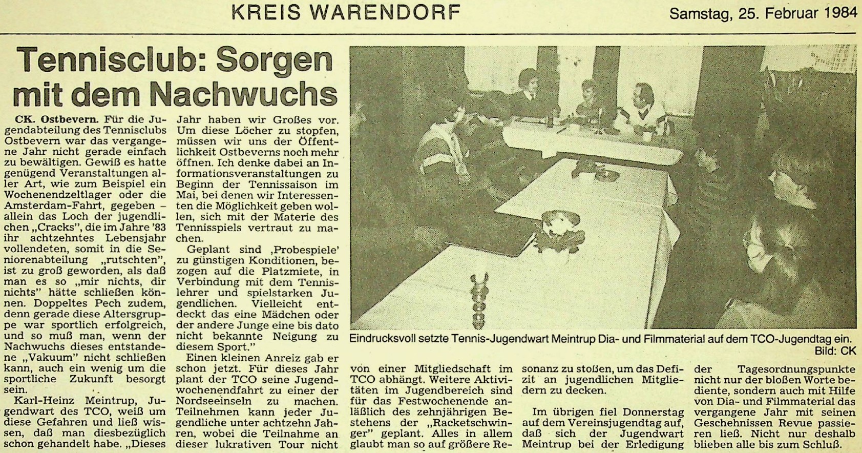 Sorgen mit dem Nachwuchs. Jugendtag mit Dia- und Filmmaterial. MZ vom 25.02.