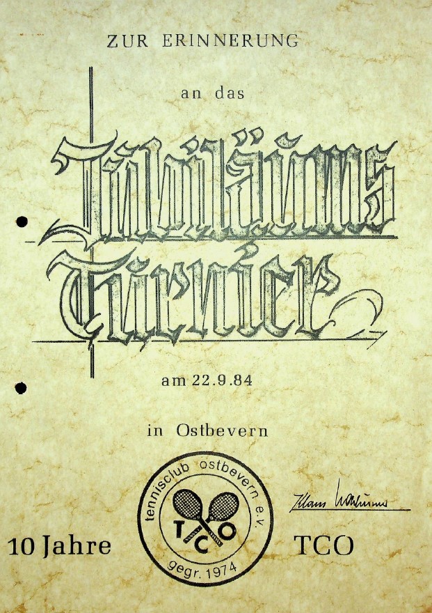 Urkunde zur Erinnerung an das Jubiläumsturnier vom 22.09. zum zehnjährigen Vereinsbestehen.