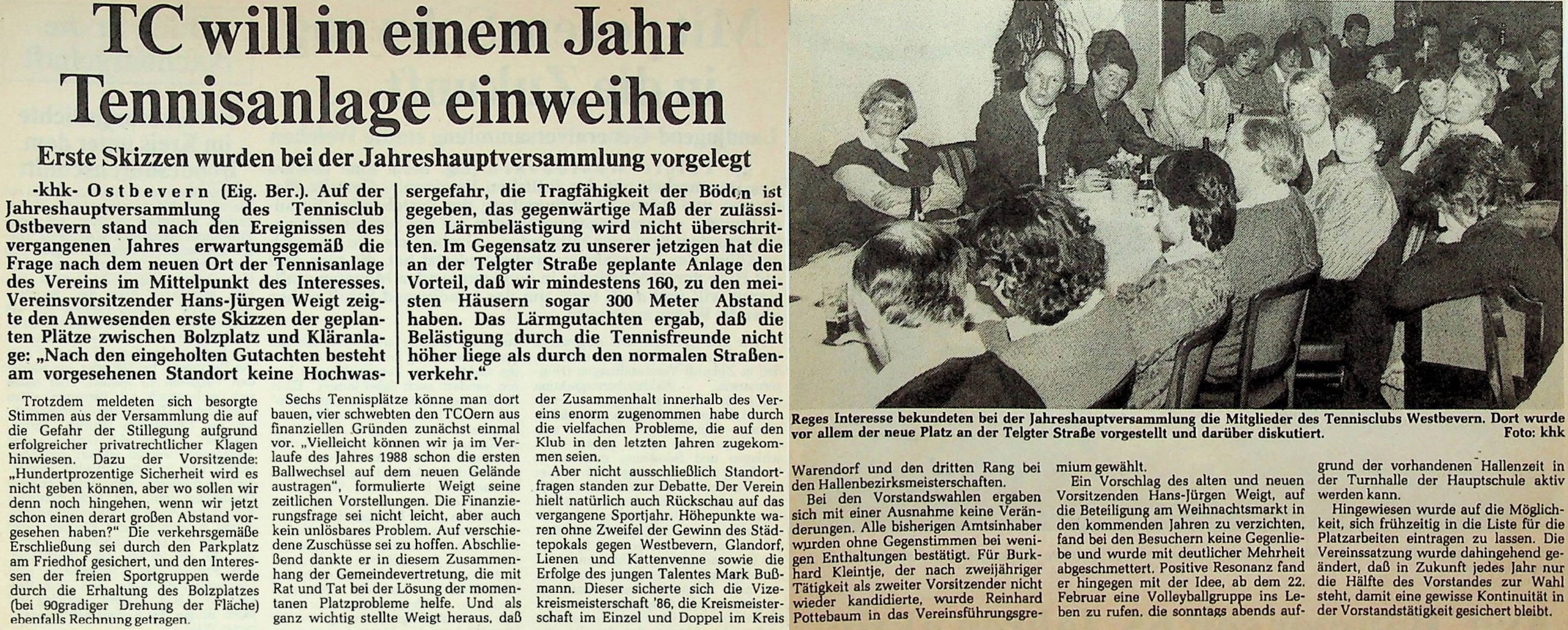 TC will in einem Jahr Tennisanlage einweihen: Erste Skizzen wurden bei der Jahreshauptversammlung vorgelegt. WN vom 16.02.