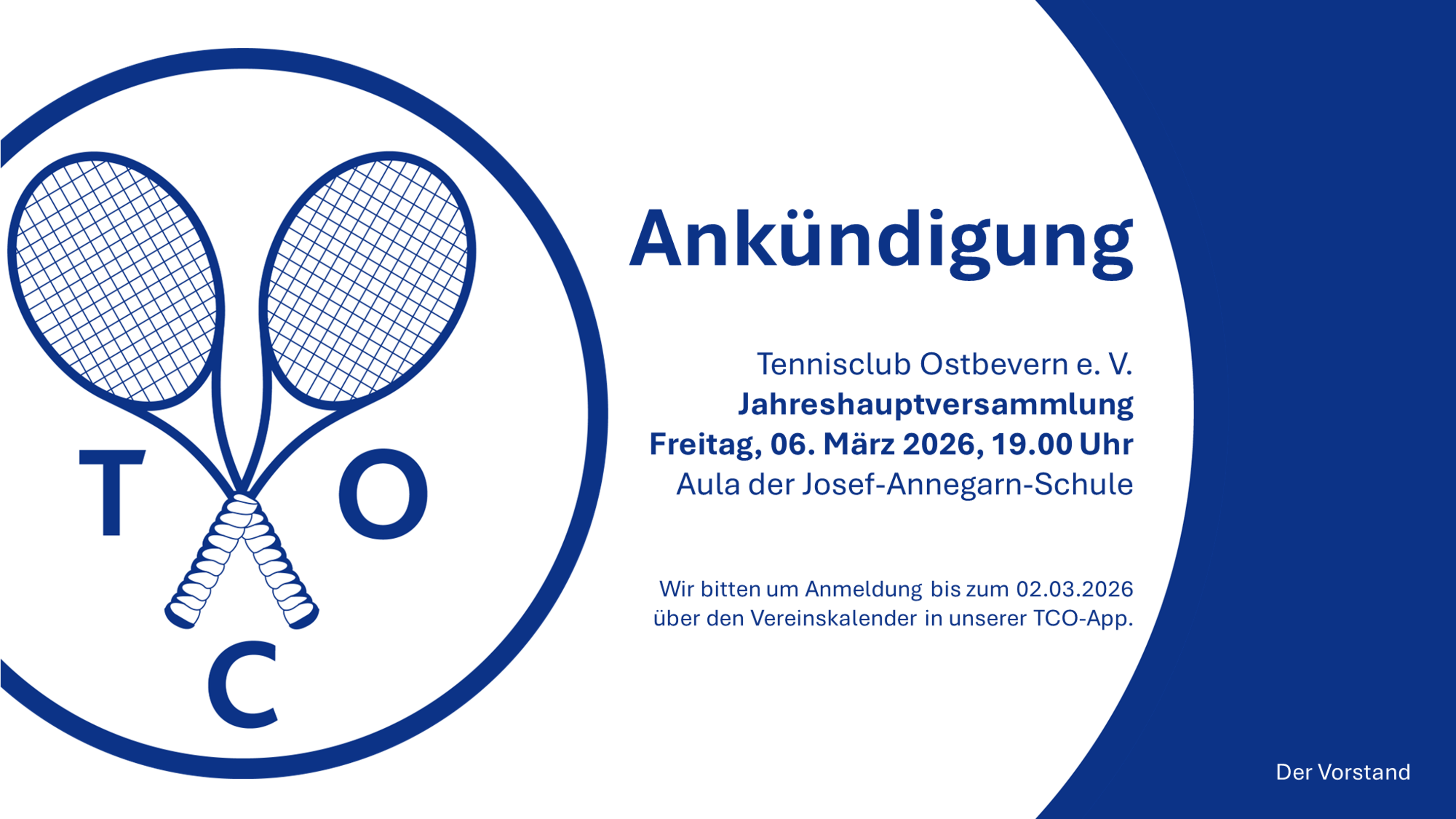 Einladung zur Jahreshauptversammlung 2026